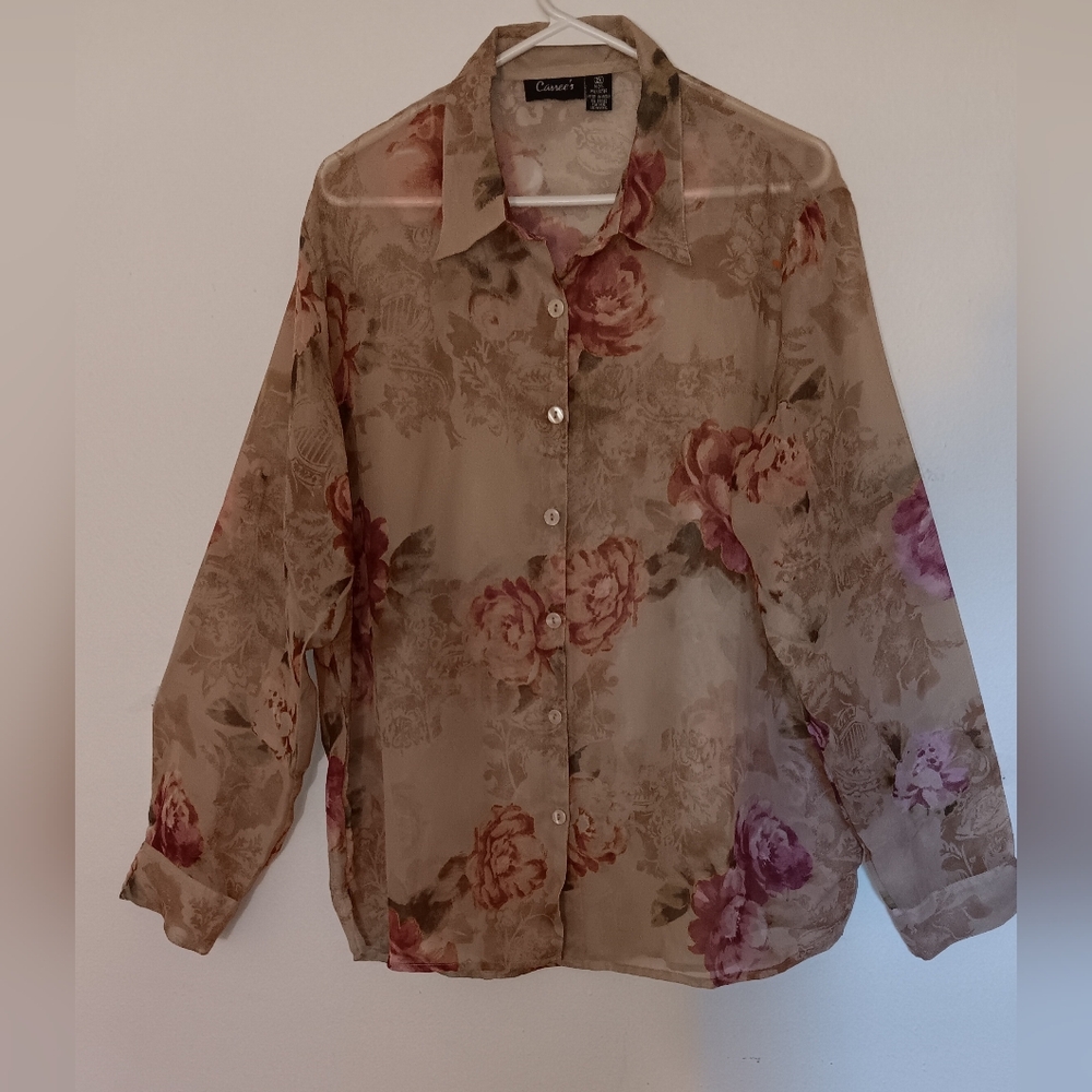 Cassee's shear floral blouse Coverup